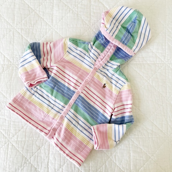 Ralph Lauren Other - RALPH LAUREN Baby Girl Hooded Jacket Pastel Stripes 24 Months